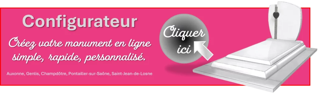 Bandeau configurateur de monuments funéraires sur mesure en ligne.